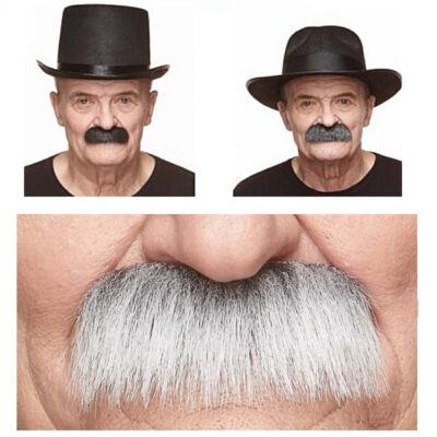 Grandpa Mustache Black Salt & Pepper or Gray