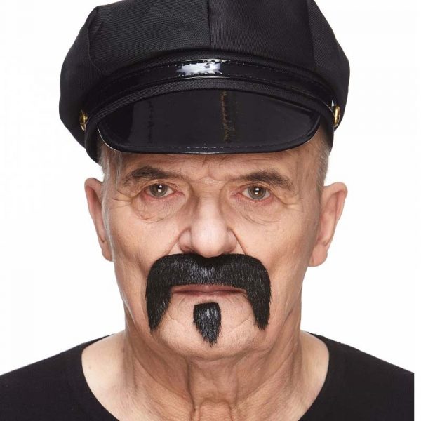 Black Costume Down-swept Mustache and Goatee Set