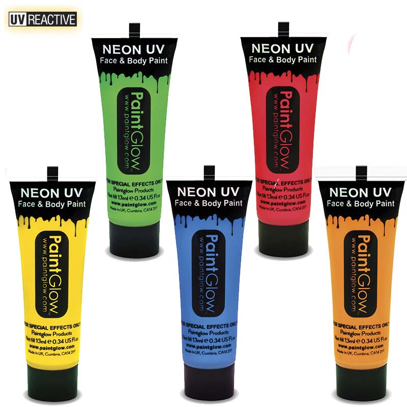 4 X Neon UV Glow Face Body Paint 