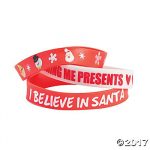 Christmas Printed Rubber Bracelets 12 Per Package