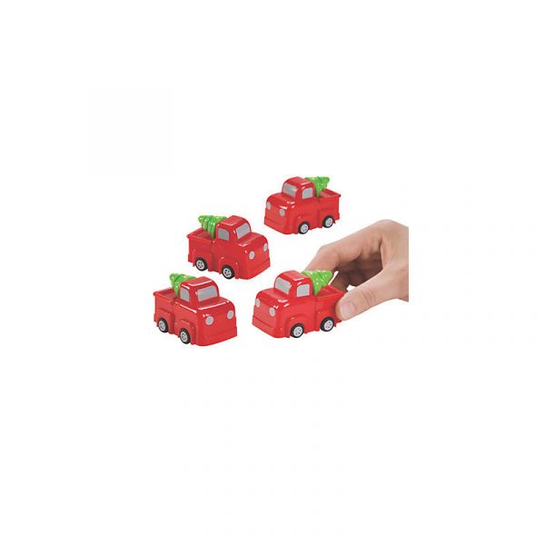 2.5" Red Plastic Christmas Truck with Tree