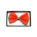 Christmas Fabric Adjustable Tuxedo Bow Tie Red Green