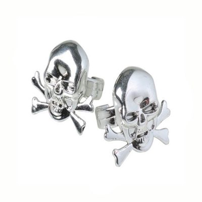 Party Silver Metallic Plastic Skull Crossbones Ring
