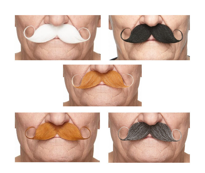 Costume Curled Hair Handlebar Mustache Assorted Colors
