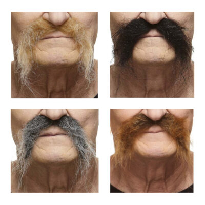 Costume Wrestler Mustache Blonde Gray Brown Black
