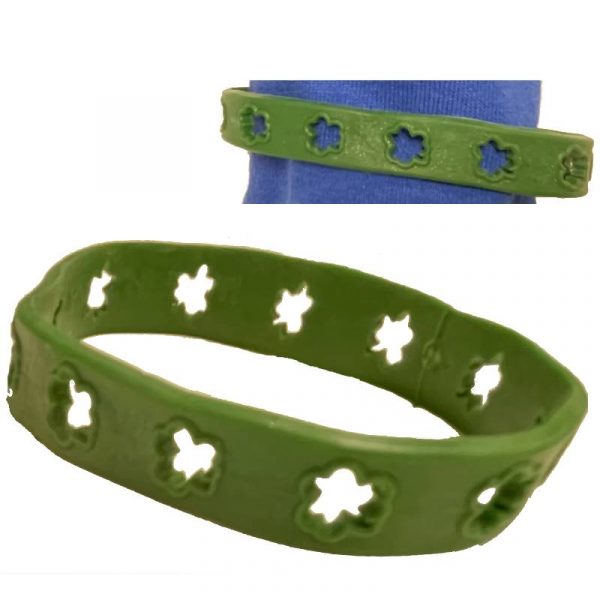 Green Rubber bracelet with cutout shamrock