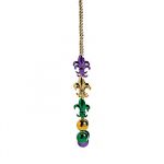 Round Metallic Bead Necklace with Fleur De Lis Beads