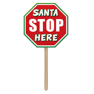Cartello Natalizio Santa Stop Here 50,8 Cm | Insegna Per Esterni/Interni Con Fori Pretagliati