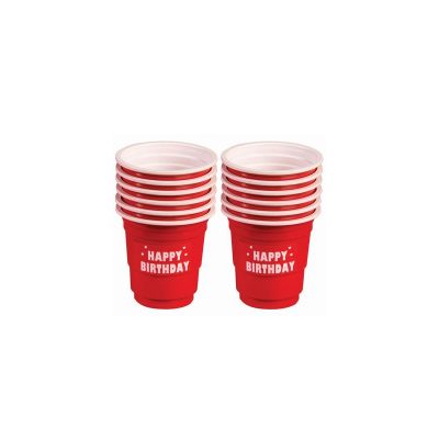 Red Happy Birthday mini solo shot cups