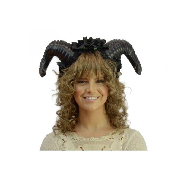Costume Floral Headband w Rams Horns