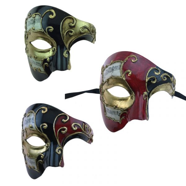 Costume Venetian Phantom Mask w Musical Notes