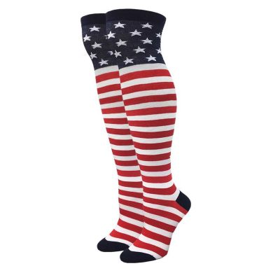 Patriotic Acrylic Knee High Socks w Stars Stripes