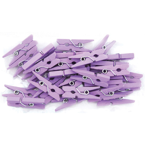 Lavender 1 Inch Solid Color Craft Mini Clothespins