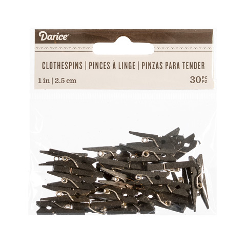 Black 1 Inch Solid Color Craft Mini Clothespins