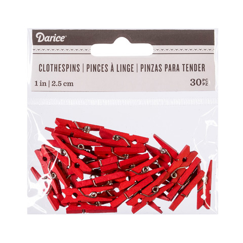 Red 1 Inch Solid Color Craft Mini Clothespins