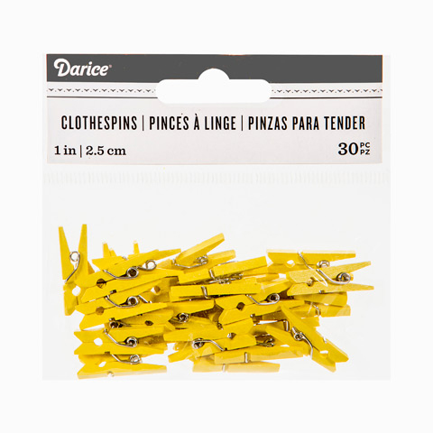 Yellow 1 Inch Solid Color Craft Mini Clothespins
