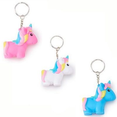 Novelty Party Squeeze Rubber Unicorn Key Chain