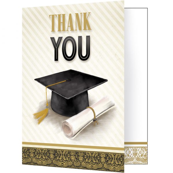 Graduation Thank You Notes Ivory/Black/Gold