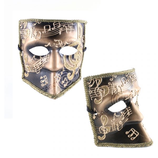Costume Mache Face Mask w Musical Notes