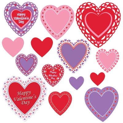 Valentines Day Cutouts - Assorted Sizes 14 Hearts