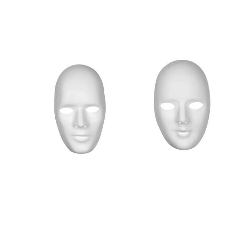12 White Full Face High Sheen Plastic MasksMasks to Decorate 