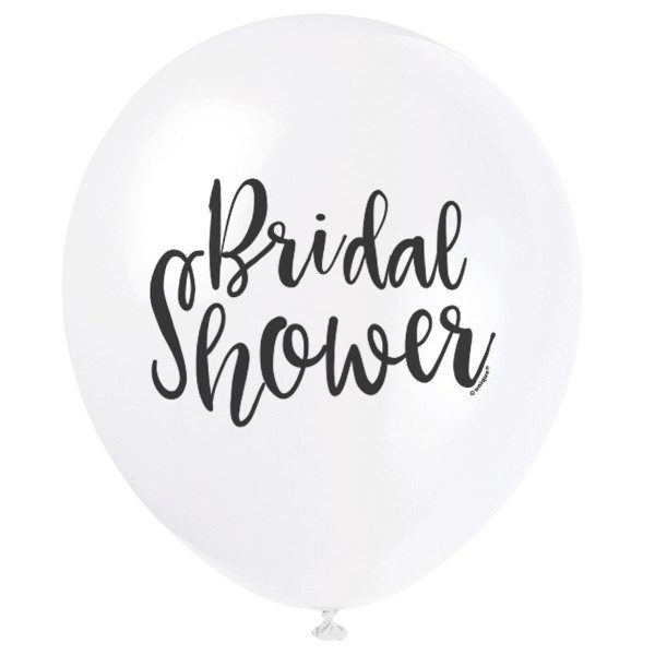 Printed Round Bridal Shower Latex Balloons - Script