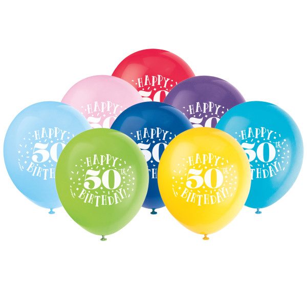 Happy Birthday 50 Helium Latex Balloon