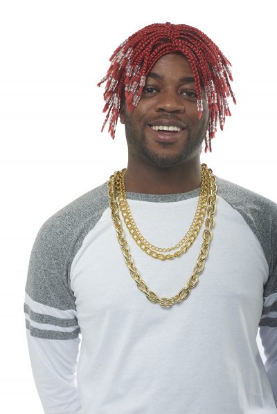 Red Rapper Adult Wig w Braids n Beads