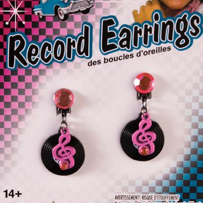 Costume 50s Record Clip-on Earrings Pair