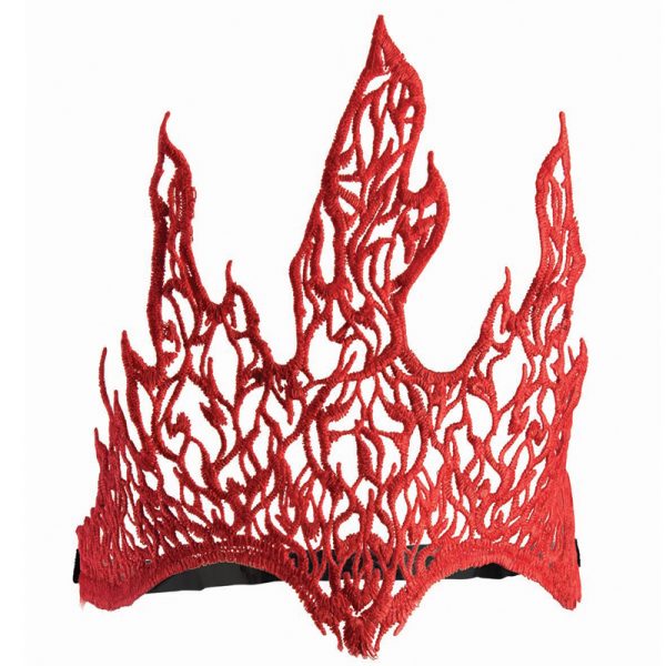 Costume Lace Fabric Red Flames Crown
