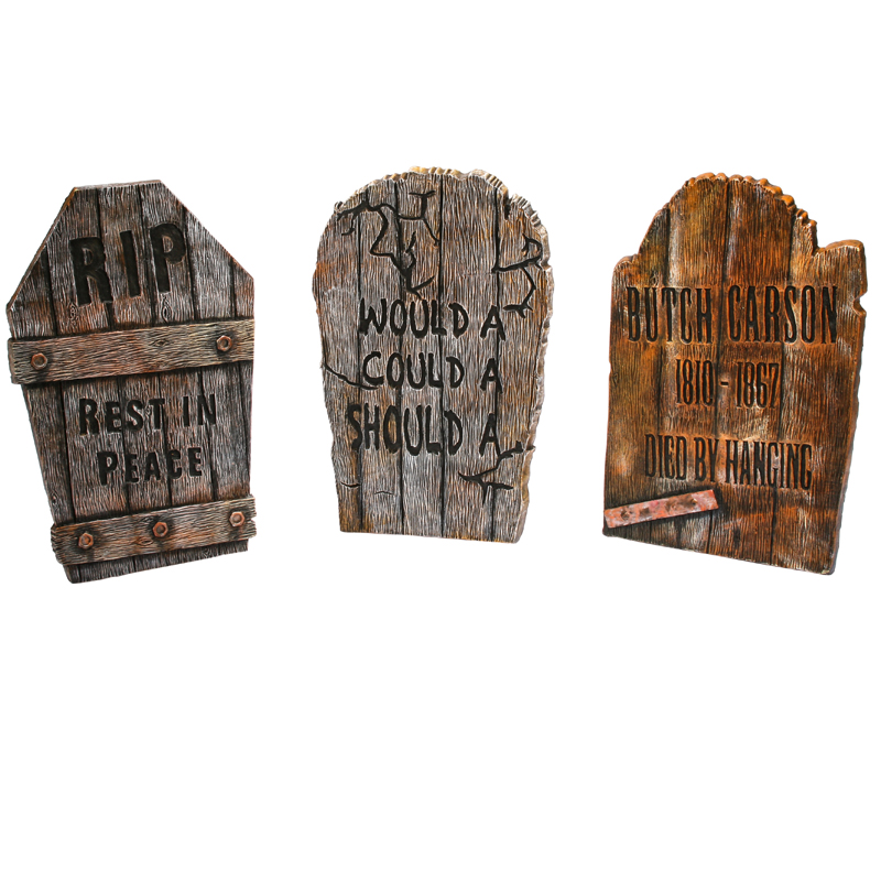 22 Inch Foam Wood-Look Tombstone