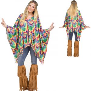 Buy Hippie Poncho w Tye Dye Print Standard Size - Cappel's