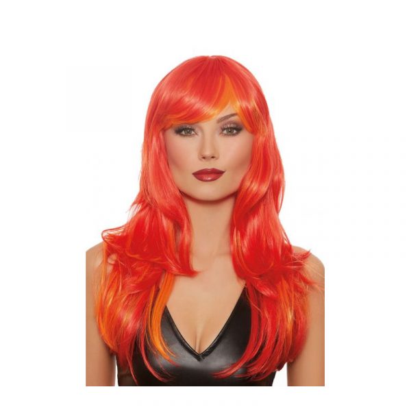 Straight Layered Flame Red Long Wig