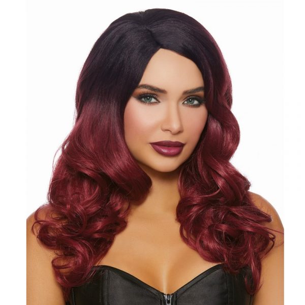 Wavy Ombre Layered Long Burgundy Black Wig