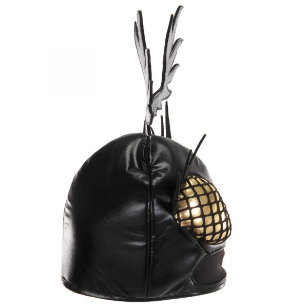 Black Shiny Fabric Insect Hat Mask - DominAnt Insectoid HatsEye