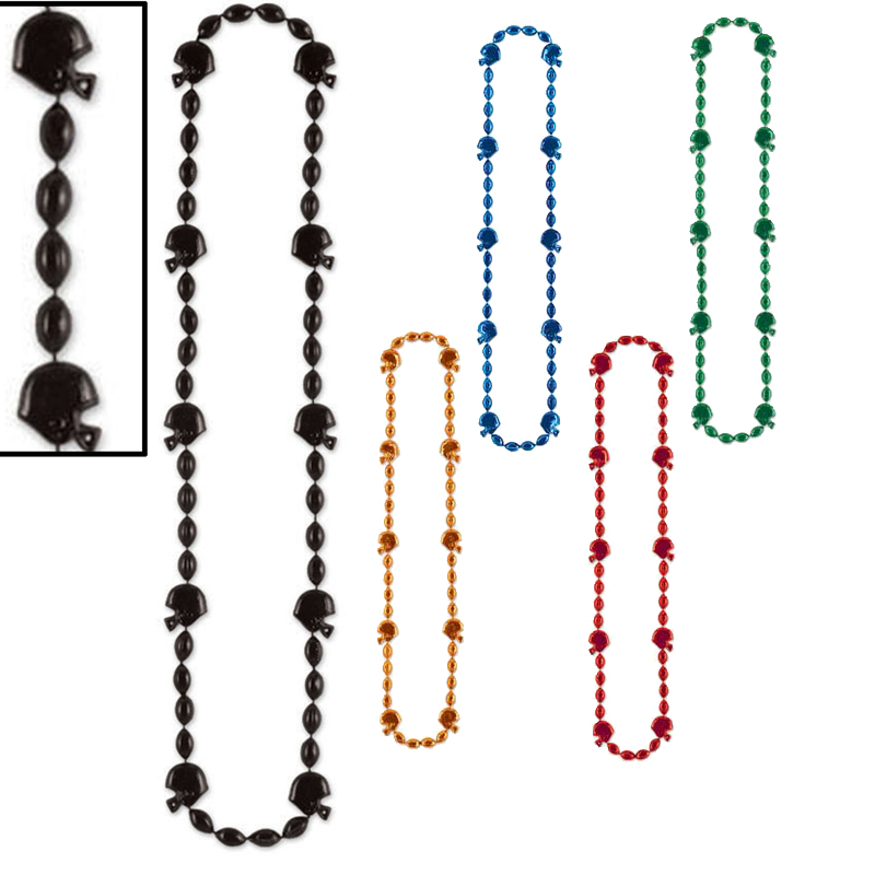 Metallic Football Helmet Bead Necklaces – 5 Colors