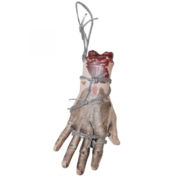8 Inch Plastic Bloody Hand w Barbed Wire