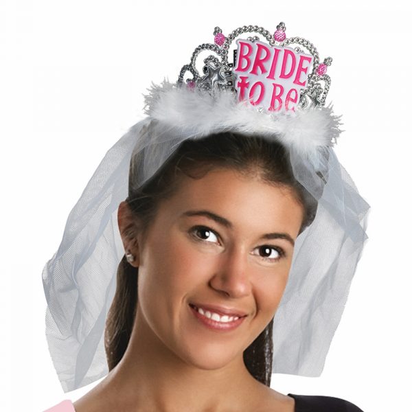 Bachelorette Bride to Be Plastic Tiara w Veil