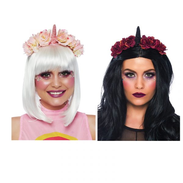 Costume Velvet Unicorn Headband w Flowers