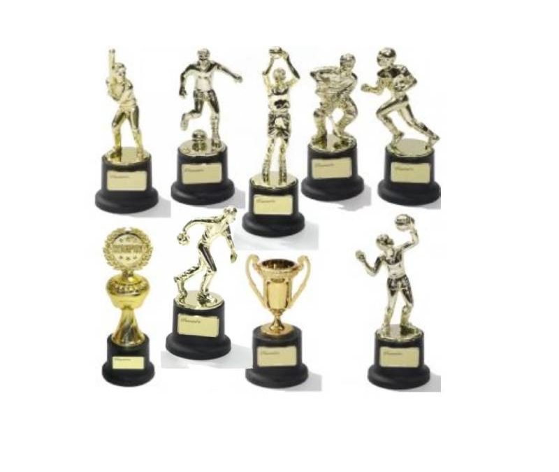 Small Plastic Trophy Gold Metallic Figure Black Base – Limited styles and quantities available