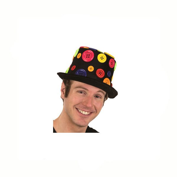 Black Fabric Top hat with Multi Buttons