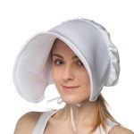 Costume White Fabric Colonial Maiden Bonnet