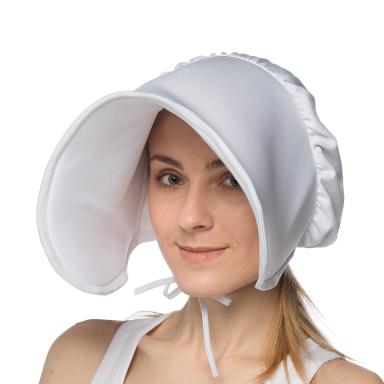 Costume White Fabric Colonial Maiden Bonnet