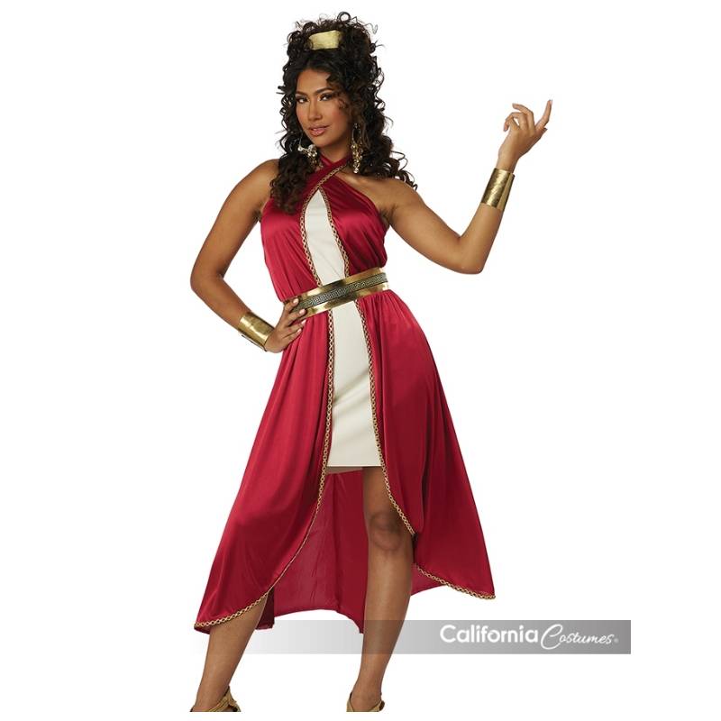 red dress greek goddess CA1674 Red Roman Greek Goddess Grecian Toga Dress Fancy Aphrodite Womens  Costume