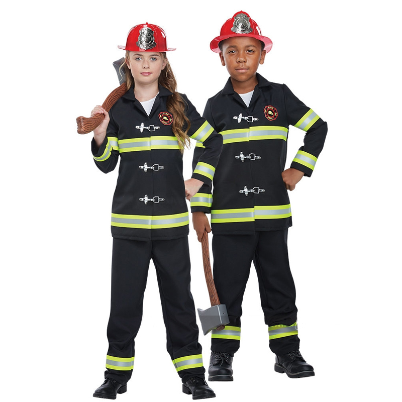Fireman Reflective Child Halloween Costume Unisex Size Med 8-10 