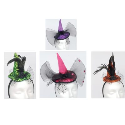Mini Witch Hat Headband Orange Lime Purple or Hot Pink