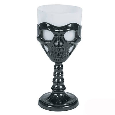 Plastic Skeleton Goblet Drinking Glass Black White