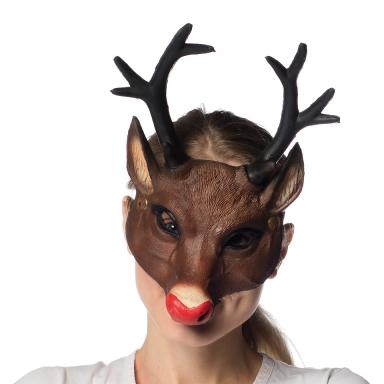 Deluxe Soft Foam Reindeer Mask with Antlers