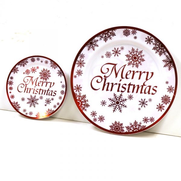 Round Plastic Merry Christmas Plates