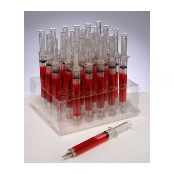 Novelty Plastic Syringe Pen Red Ink